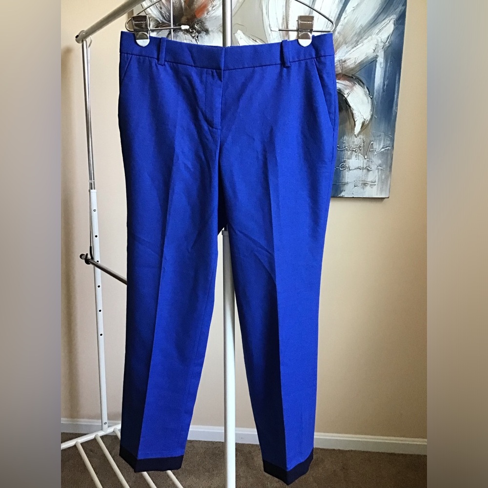 J Crew 100% Wool Cafe Capri blue Color-block size 6